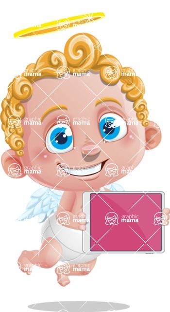 Cupid Cartoon Character - Cartoon Cupid with Tablet 2